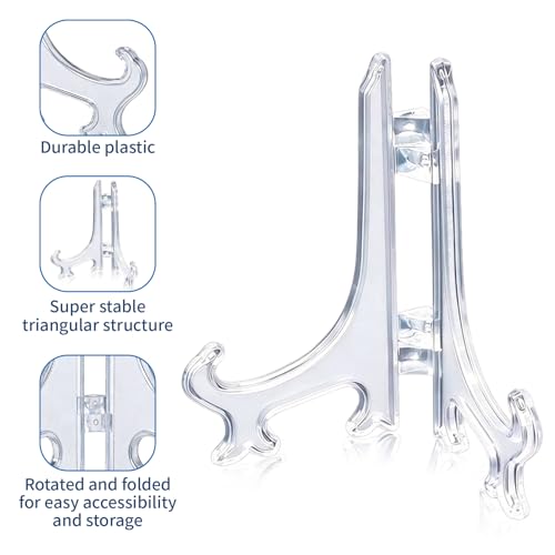 Plate Stands for Display-8 Pack 6 Inch Plastic Small Easels Stand, Display Holder for Card, Frame, Picture, Magazine, Book, Decorative Plate, Platter,Tabletop Art