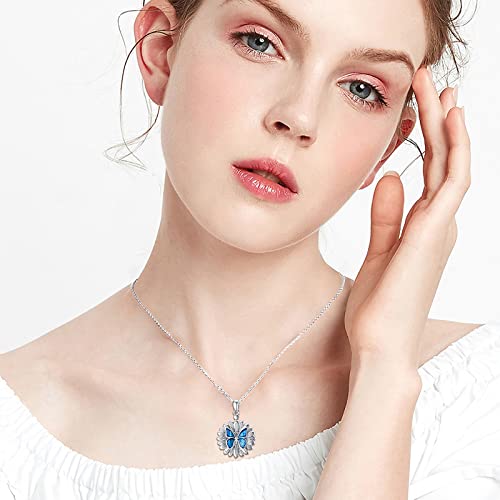 SOULMEET Cremation Jewelry for Ashes, Sterling Silver Urn Necklace for Ashes Women Men, Cherish Memories Cremation Jewelry to Keep Someone Near to You - color: J-Oxidation black Sunflower Butterfly