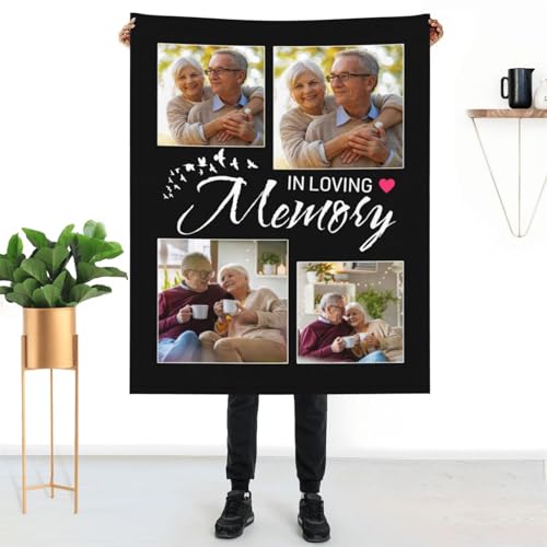 Custom Memorial Blanket with Picture, Customized Picture Blanket Throws for Loss of Mother Father Grandma Grandpa - color: Memorial Blanket 2