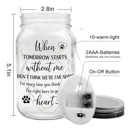 Jar Night Light, Glass Lamp, 5x3 Inch, Memorial Gift Pet Memorial - color: Pet Memorial