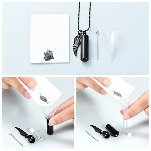 Imrsanl Cremation Jewelry for Ashes Pendant Urn Necklace Cylinder with Glass Vial Keepsake Ashes Memorial Jewelry - color: Angel Wings