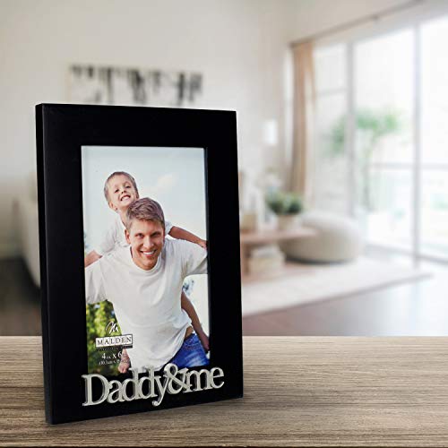 Malden International Designs 4x6 Daddy & Me Expressions Picture Frame Silver Finish Daddy & Me Word Attachment Black MDF Wood Frame - style: Daddy and Me