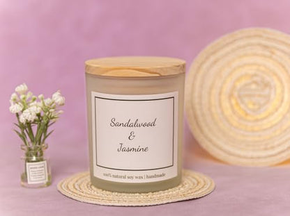 Natural Sandalwood & Jasmine Candle, Luxury Scented Soy Jar Candle, Home Fragrance Gifts, Aromatherapy Gifts, Natural Soy Wax & Natural Essential Oils - color: Sandalwood & Jasmine