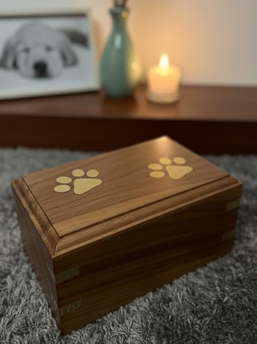 Wooden Urn - Pet Urns For Dogs Ashes, Decorative Wooden Pet Urns For Ashes - Rosewood Cremation Urns For Dogs, Pet Urns For Cats, Small Wooden Cremation Box (Two Paws) - size: 5''LENGTH x 3''WIDTH x2.5''HEIGHT