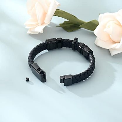 shajwo Cremation Jewelry Cross Urn Bracelet for Ashes for Women Men - color: Black 20cm