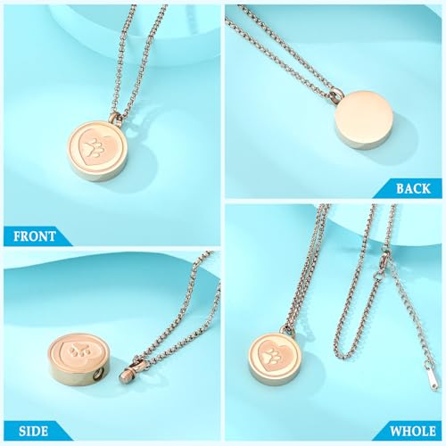 Hearbeingt Tree of Life Cremation Jewelry Paw Print Urn Necklace for Ashes - color: B-Rose Gold