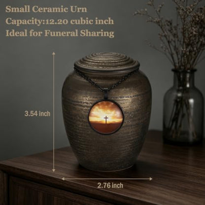 Dletay Small Urns for Human Ashes Gilded Ceramic Cremation Urns for Men Women Funeral Sharing Handcrafted Ashes Keepsake Decorative Memorial Mini Urn for Ashes Pet 3.54Inch
