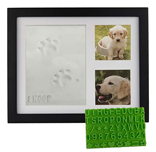 Ultimate Dog or Cat Pet Pawprint Keepsake Kit & Wood Picture Frame - Personalized Gift for Pet Lovers and Memorials (Black) - color: Black