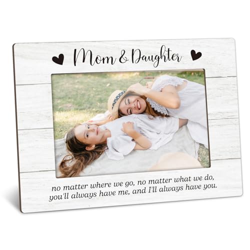 Mom and Daughter Picture Frame, Wooden Picture Frame Birthday Gifts for Mommy Mother, Mom Gifts for Mother's Day, 4x6 Photo Frame for Tabletop Display, Home Office Desk Decor Shelf Display -04 - style: Mom and Daughter