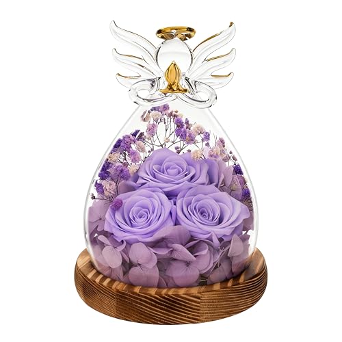 Forever Rose, Preserved Real Rose Gift Box - Eternal Rose for Valentine's Day, Birthday, Mother's Day, for Her, Wife, Mom, Wedding Home Table Decor (Lavender) - color: Lavender