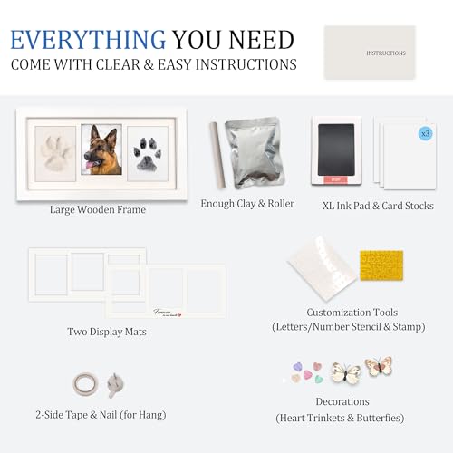 MYPAWLETS Paw Print Frame Kit,Dog/Cat Paw Print Keepsake,XL White - color: Extra Large-white