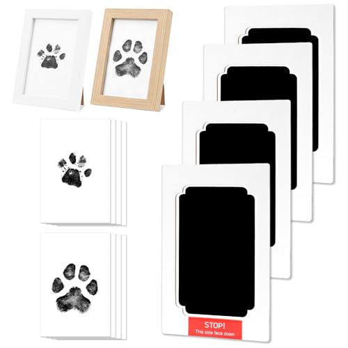 Hypeety Inkless Paw Print Kit for Dogs Cats Nose Impression Craft Keepsake | Clean touch, mess-free, footprint/nose prints keepsake, for dogs/cats, 4-pcs ink pads, 8-pcs imprint cards, 2 wooden frames