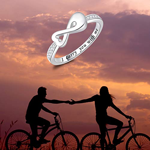 Fookduoduo Infinity Cremation Ring for Ashes - 925 Sterling Silver Cremation Urn Jewelry I Carry You with me Memorial Keepsake Locket Rings for Human/Pet Ash - style: Silver Infinity