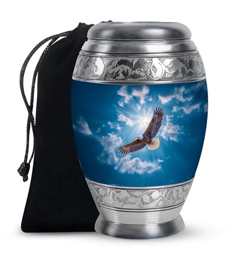 Sunrise Eagle Urns for Human Ashes Adult Man - Large Urn for Ashes for Women - Blue Urn for Adult Men - Cremation Urns for Women - 10Inch & 200 Cubic Inches - color: Cloude Eagle Fly With Sunrise