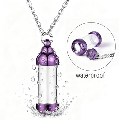 weikui Vial Necklace Glass Vial Pendant Set of 8 Stainless Steel Glass Container Urn Necklace for Ash Cremation Jewelry Ashes Holder Memorial Pendant ﻿ - color: Blue