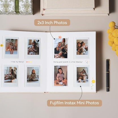 Instax Mini Photo Album with Writing Space, 112 Pockets, Green | Compatible with 2x3 inch & Polaroid Pictures, Recessed Clear Pockets, Wedding Guest Book and Family Memories - color: Green, size: 112 Pockets