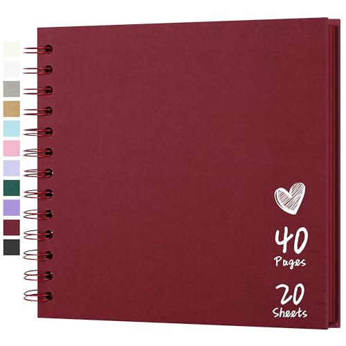 Scrapbook Photo Album 7"x7" 20 Sheets 40 Pages Hardcover Kraft Paper Khaki - color: Red, size: 7"x7" 20 Sheets
