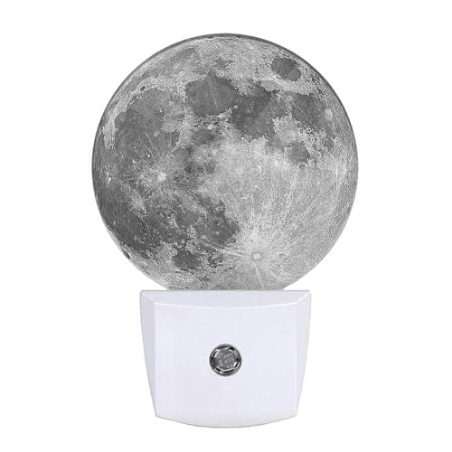 Moon Lamp Moon Night Light for Boys Girls Bedroom 0.5W Dim Light Sleep Friendly, Earth Grey Moon Plug in LED Auto Sensor Lamp for Hallway Stairway Kitchen - color: Realistic Moon Satellite