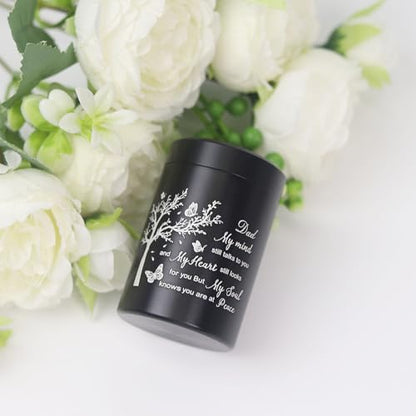3 Inch Small Urn for Human Ashes Aluminum Mini Cremation Small Keepsake Box for Sharing Ashes Mini Urn-Dad - size: Black-Dad