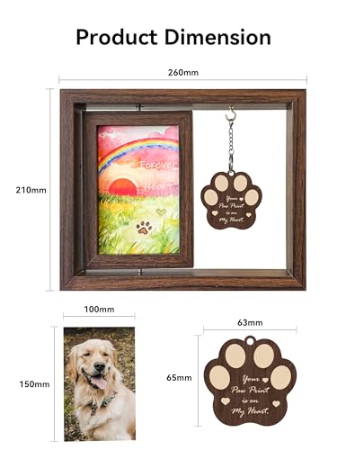 Dog Memorial Gifts for Loss of Dog, 5-Piece Pet Memorial Gift Set, Pet Loss Sympathy Gifts with 4x6 Photo Frame, Bracelet, Keychain, Rainbow Bridge Keepsake