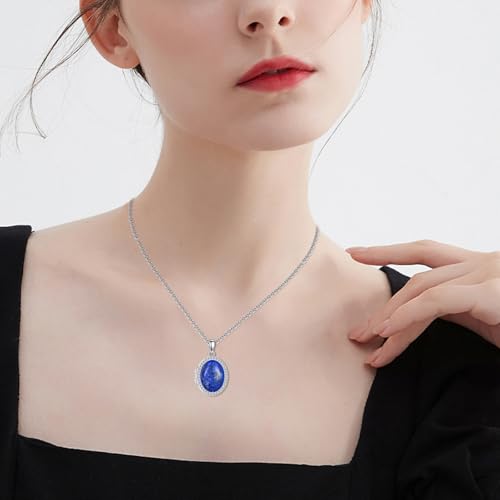 ONEFINITY Locket Necklace Photo Necklace Memorial Jewelry Gifts for Women Mom Wife - color: Lapis Lazuli