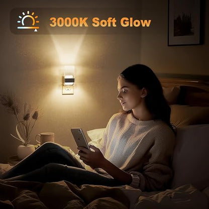 JandCase Night Lights Plug into Wall, Dusk to Dawn Sensor - color: Silver-3000K, size: 2 Pack