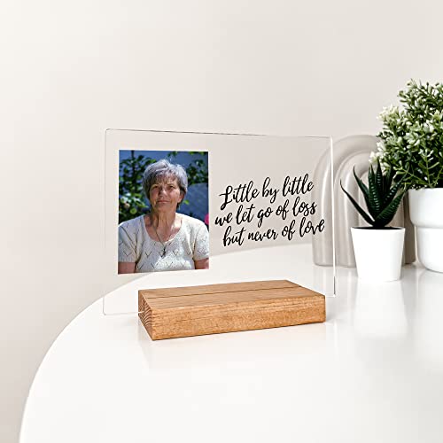 Custom Any Names Words & Picture Personalized Photo Frame Stand Bereavement Gift Sympathy Memorial Decor Sign Funeral in Heart Memory of Loved One Condolence Remembrance Loss Loving Family Friend