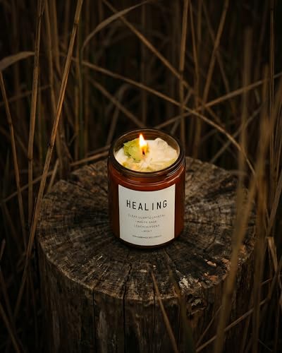 Healing Energy Candle, Negative Energy Cleansing,Soy Aromatherapy, Handmade Crystal Candle for Soothing.(Healing) - style: Healing