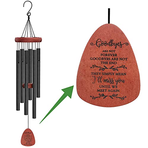 Memgift Memorial Wind Chimes - Sympathy Gift for Loss of Parent, Weather-Resistant Outdoor Keepsake for Patio in Memory of Loved One - style: Goodbyes are not forever