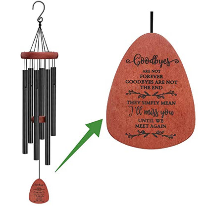 Memgift Memorial Wind Chimes - Sympathy Gift for Loss of Parent, Weather-Resistant Outdoor Keepsake for Patio in Memory of Loved One - style: Goodbyes are not forever