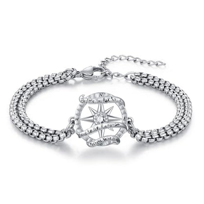 Compass Bracelet/Urn for Women 925 Sterling Silver Compass Bracelet for Graduation Cetic/Birthstone Jewelry Bracelet for Women - style: B04-April