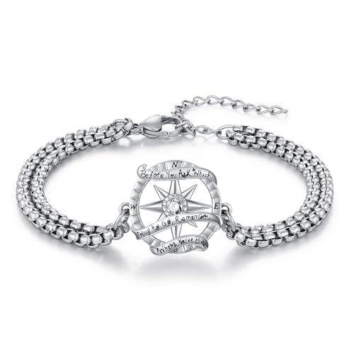 Compass Bracelet/Urn for Women 925 Sterling Silver Compass Bracelet for Graduation Cetic/Birthstone Jewelry Bracelet for Women - style: B04-April