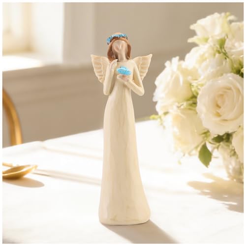 Angel Figurines for Women, Blue Butterfly Guardian Angel Statue, Memorial & Sympathy Gift for Loss of Loved One, Healing Remembrance Angel Decor for Home Shelf Mantel 8 Inch - color: 8" Angel & Butterfly