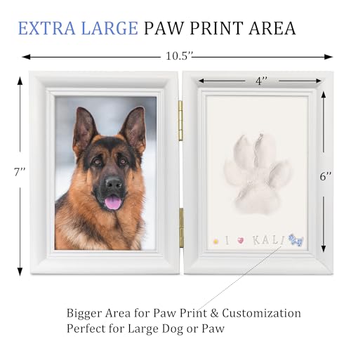 MYPAWLETS Clay Paw Print Kit for Dog Cat,Pawprint Keepsake Frame,L White - color: Medium-Large White