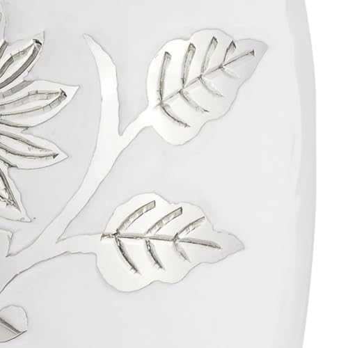 Grace White Cremation Urn for Ashes, Brass, White and Silver Urn, Adult Sized Cremation Urn, 10.25 Inches High - color: White