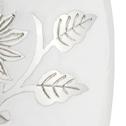 Grace White Cremation Urn for Ashes, Brass, White and Silver Urn, Adult Sized Cremation Urn, 10.25 Inches High - color: White