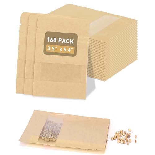 160 Pack Seed Packet Envelopes Resealable with Clear Window – 3.5 x 5.4", Gardening Seeds Storage Bags for Seeds Saving, DIY gifts, Jewelry, Snack, Tea Samples - size: Medium (3.5 x 5.4")