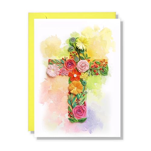 Colorful First Communion Card, Baptism, Sympathy, Thank You, for Girl, Boy, Granddaughter, Grandson (Cross) - color: Cross
