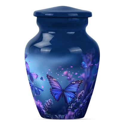 Butterfly Cremation Urn for Ashes - Keepsake Set of 2 - color: Blue Butterfly, size: 3 inch (2 pieces)