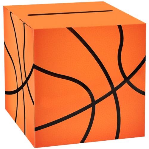 Basketball Card Box Sports Party Favors Post Box Cardboard Receiving Money Holder for Basketball Theme Wedding Reception, Baby Showers, Anniversary, Birthday Party, Table Centerpiece Decorations - style: Basketball