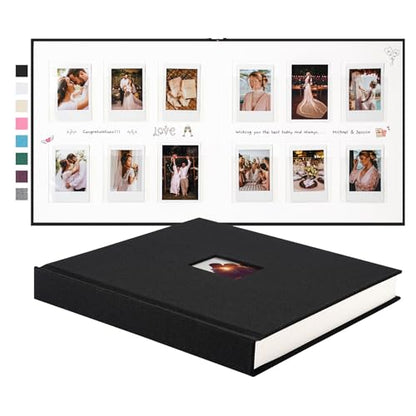 Instax Mini Photo Album with Writing Space, 168 Pockets, Black | Compatible with 2x3 inch & Polaroid Pictures, Recessed Clear Pockets, Wedding Guest Book and Family Memories - color: Black, size: 168 Pockets