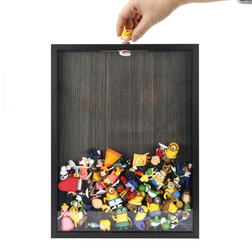 12x16 Large Shadow Box Frame with Top Loading, HD Glass Window and Slot - Memory Box for Pictures, Memorabilia, Medals, Collections Gift Black - color: Black, size: 12*16