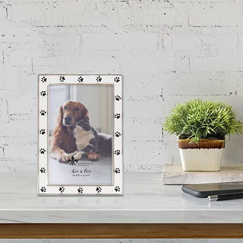 4x6 Silver Metal and White Enamel Picture Frame, Paw Print Design - color: White Paw, size: 4x6