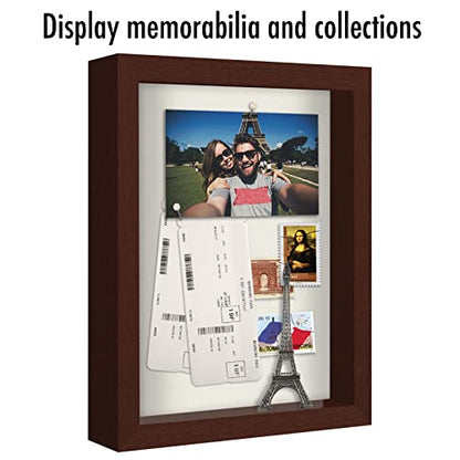 Americanflat 8.5x11 Shadow Box Frame with Shatter-Resistant Glass - Silhouette Collection - Large Shadow Box Display Case for Tabletop and Wall Display - Mahogany with Soft Felt Back | Shatter-resistant glass, 1.5 inch interior depth, hangs vertical or ho