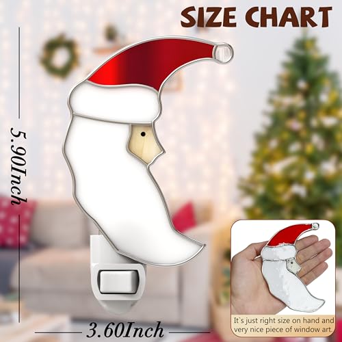 Staiend Glass Christmas Santa Moon Plug in Night Lights for Home - color: Christmas Moon