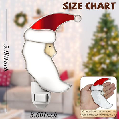 Staiend Glass Christmas Santa Moon Plug in Night Lights for Home - color: Christmas Moon
