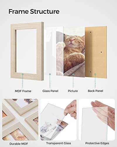 SONGMICS 12-Pack 4 x 6 Collage Picture Frames with Glass Front - color: Natural Beige, size: 12 Pack