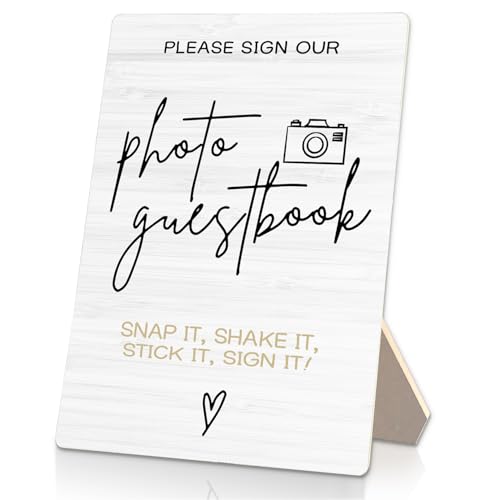 Photo Guest Book Sign Wooden Stand 5x7inch, Wedding Guest Book Sign,Guestbook Wedding Reception Books For Guests To Sign, Guestbook Desk Decor - color: Photo 01, size: 5x7inches