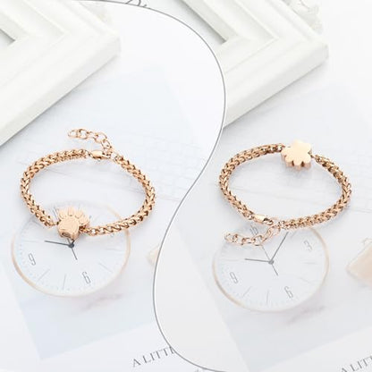 XSMZB Cremation Bracelet for Ashes - Paw Print Cremation Jewelry Pet Dog Cat Stainless Steel Keepsake Memorial Urn Bangle - color: A-Rose Gold