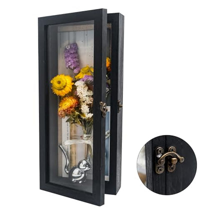 5x12.5 Wall Mounted Shadow Box Frame with Real Glass,Black - color: Black, size: 5*12.5